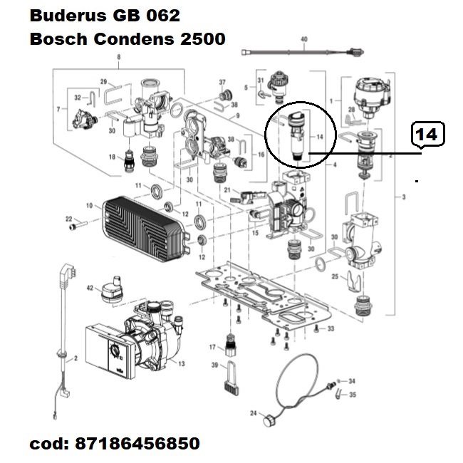 Cartus Fluxostat Turbina 14l/min Buderus Logamax Plus GB062