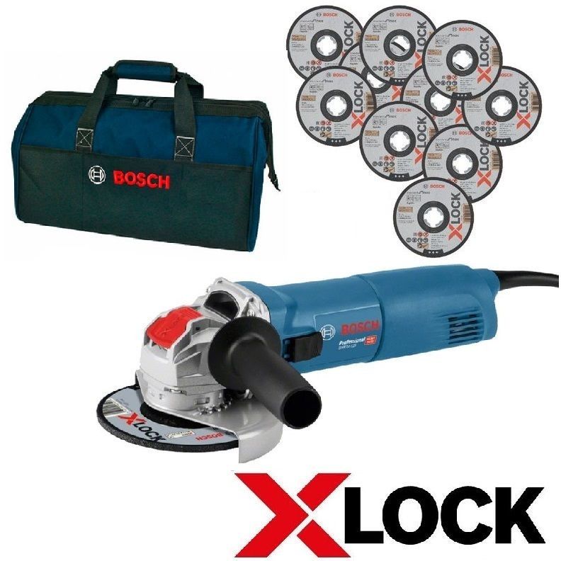 Bosch Promo GWX 14-125S X Lock + 10 Disc Inox D125x1 + Geanta