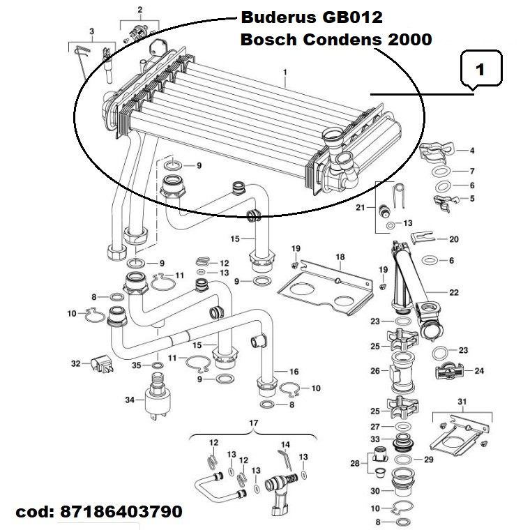 Schimbator Bitermic Buderus GB012-25K, Bosch Condens 2000