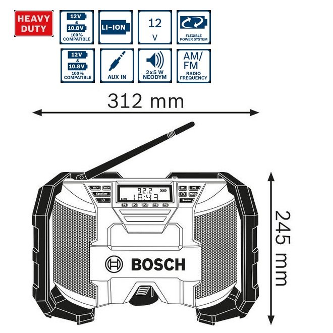 Bosch GPB12V-10 Li Radio Santier cu alimentator Fara Acumulator