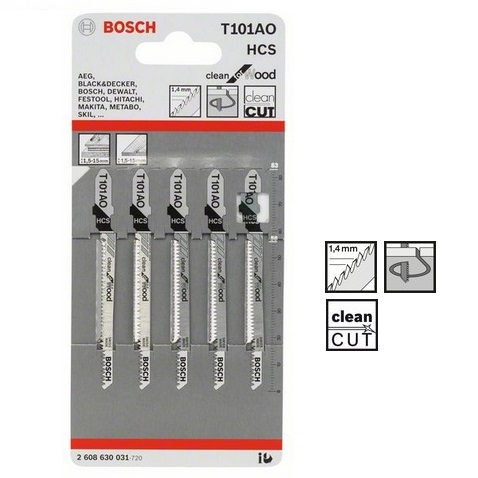 Set 5 panze T101AO Bosch Clean Lemn Ferastrau Vertical GST