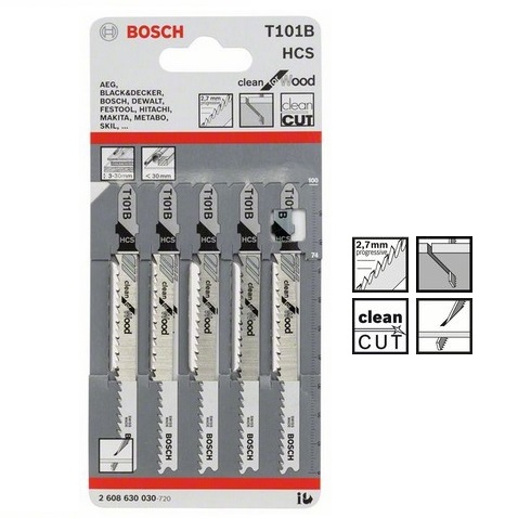 Set 5 panze T101B Bosch Clean Lemn Ferastrau Vertical GST